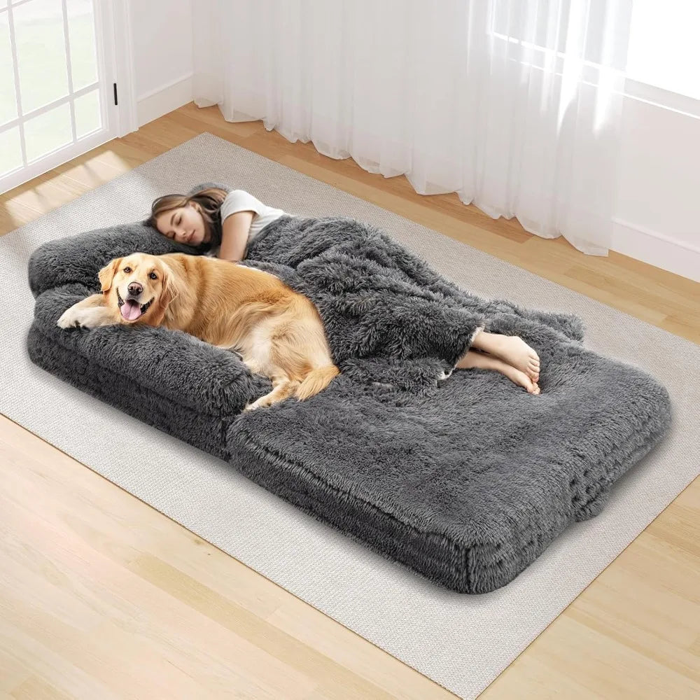 DAFIFY Foldable Dog Bed Memory Foam Faux Fur Water Repellent