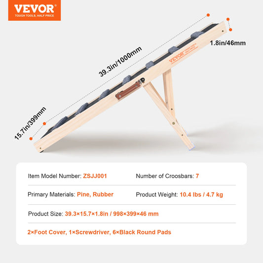 SucceBuy Folding Dog Ramp Anti-Slip Adjustable Wooden Pet Ramp