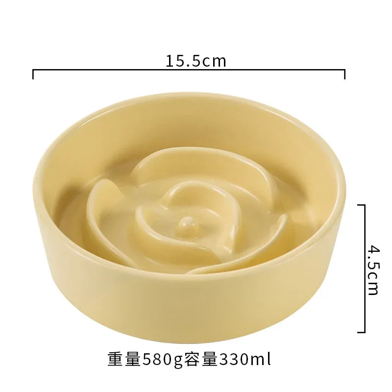 Ceramic Slow Feeder Bowl for Cats and Dogs Anti Choke