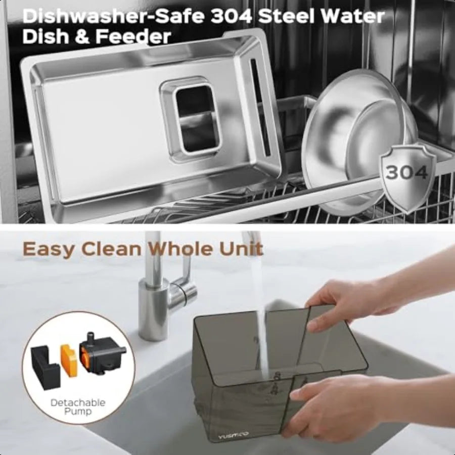 Hign-concerned Automatic Cat Water Fountain With Food Bowl BPA Free