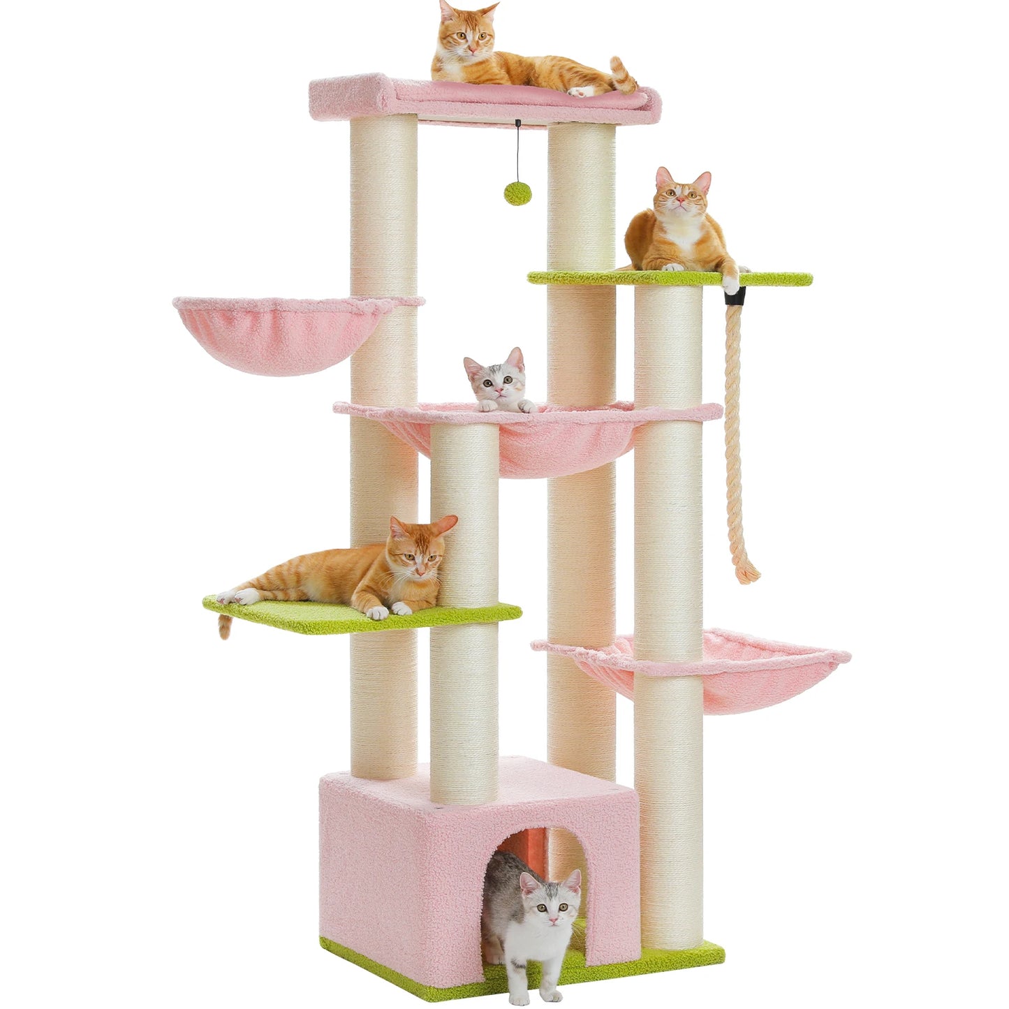 PAWZ Road 5-Tier Cat Tree Tower Hammock And Sisal Posts