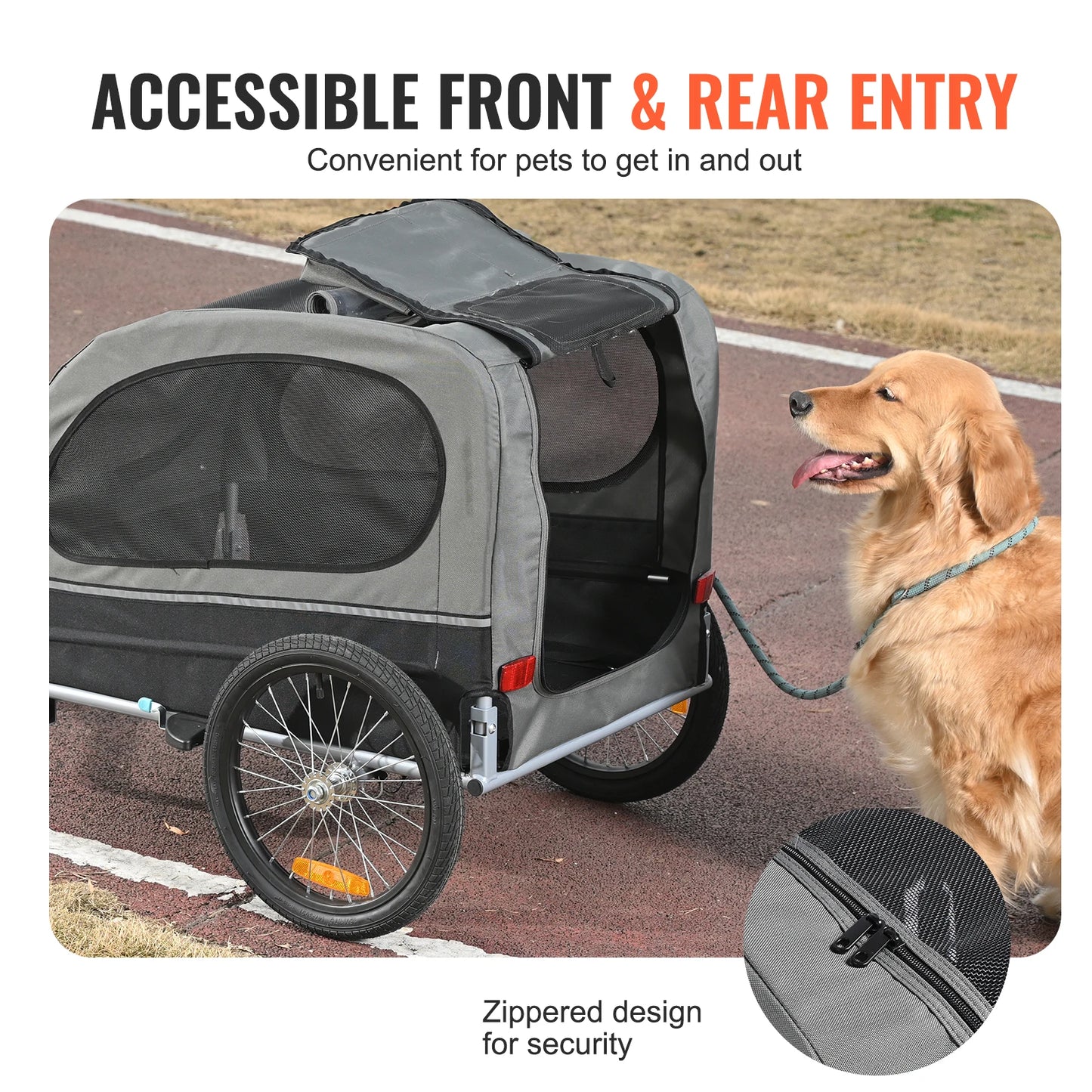 SucceBuy Dog Bike Trailer Carrier With Collapsible Design And Reflectors