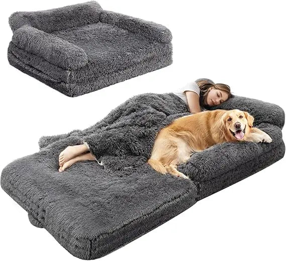 DAFIFY Foldable Dog Bed Memory Foam Faux Fur Water Repellent