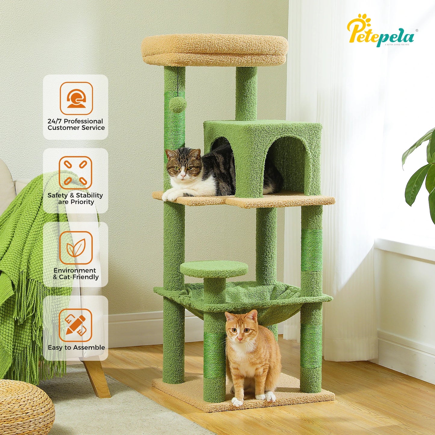 PETEPELACN Cat Tree Indoor 5-Level Tower With Metal Frame