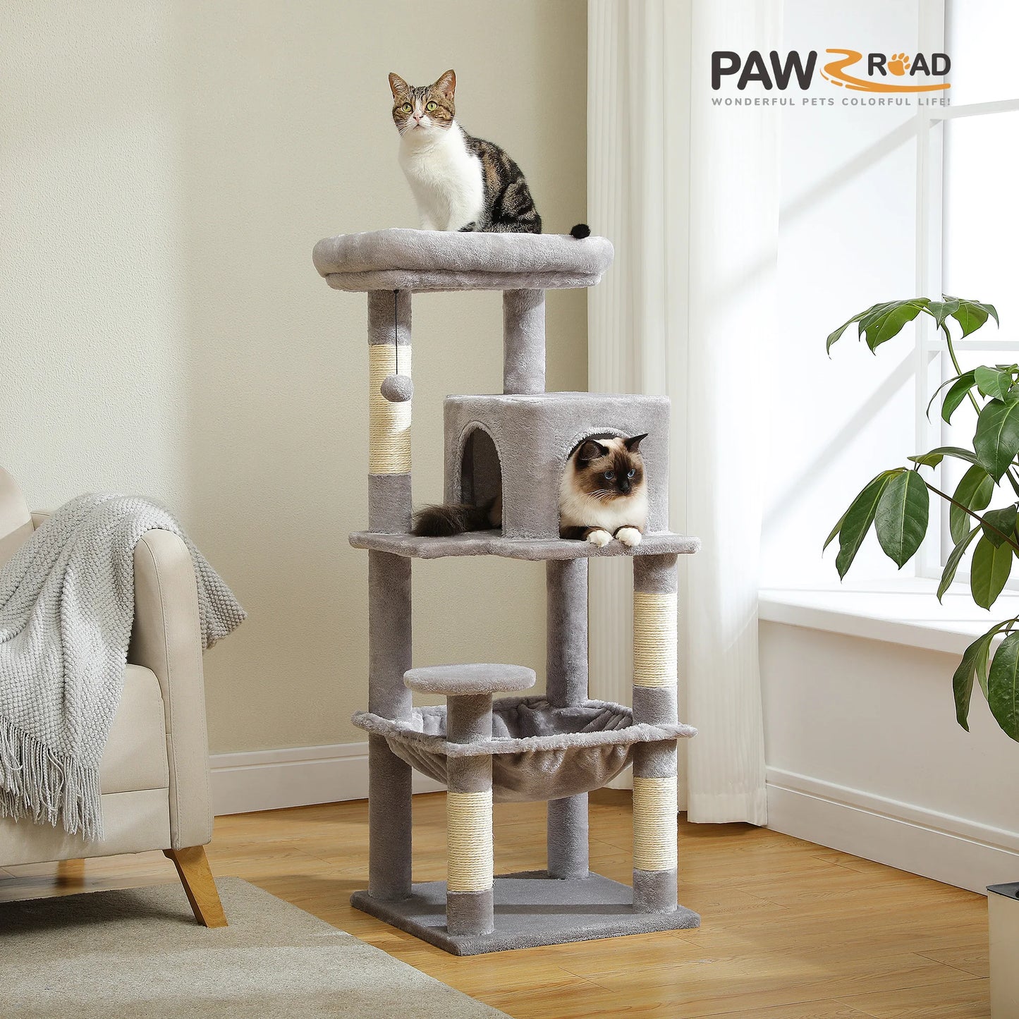 PETEPELACN Cat Tree Indoor 5-Level Tower With Metal Frame