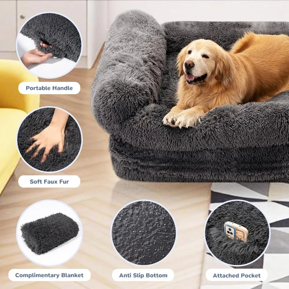 DAFIFY Foldable Dog Bed Memory Foam Faux Fur Water Repellent