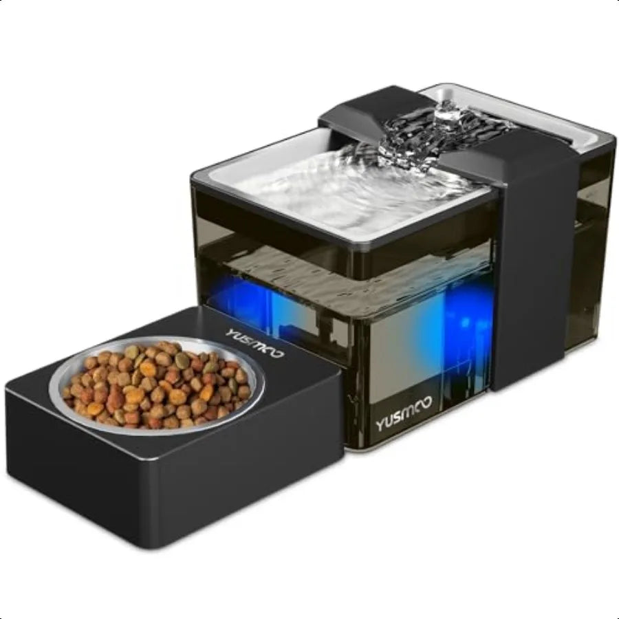 Hign-concerned Automatic Cat Water Fountain With Food Bowl BPA Free