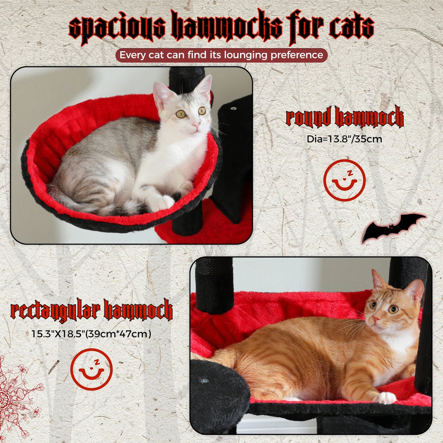 PAWZ Road Cat Tree For Indoor Cats With Large Hammock