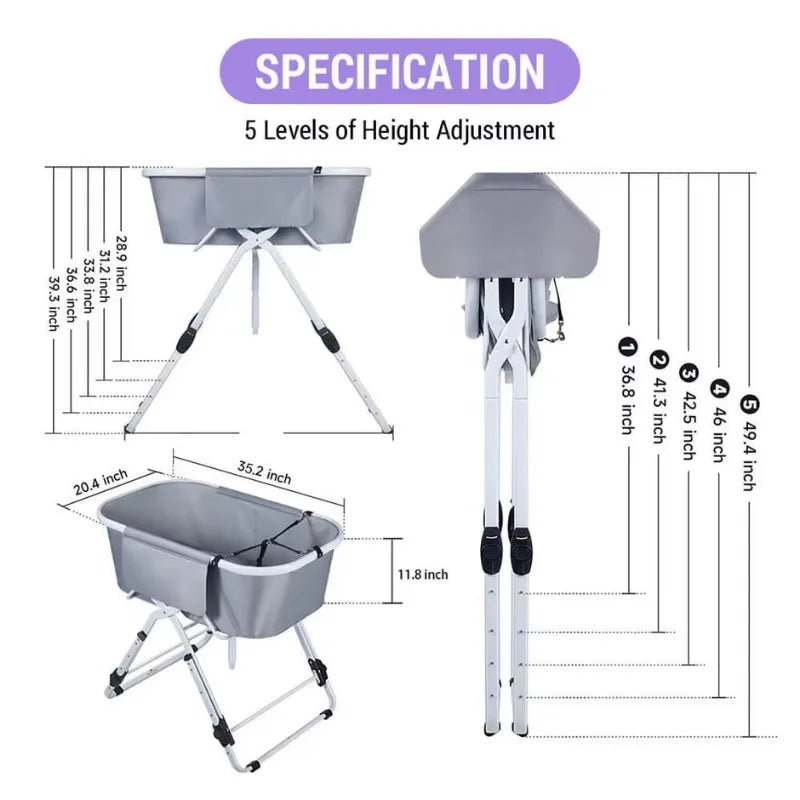 Dog Litter Elevated Dog Bath Tubs Foldable Grooming Station