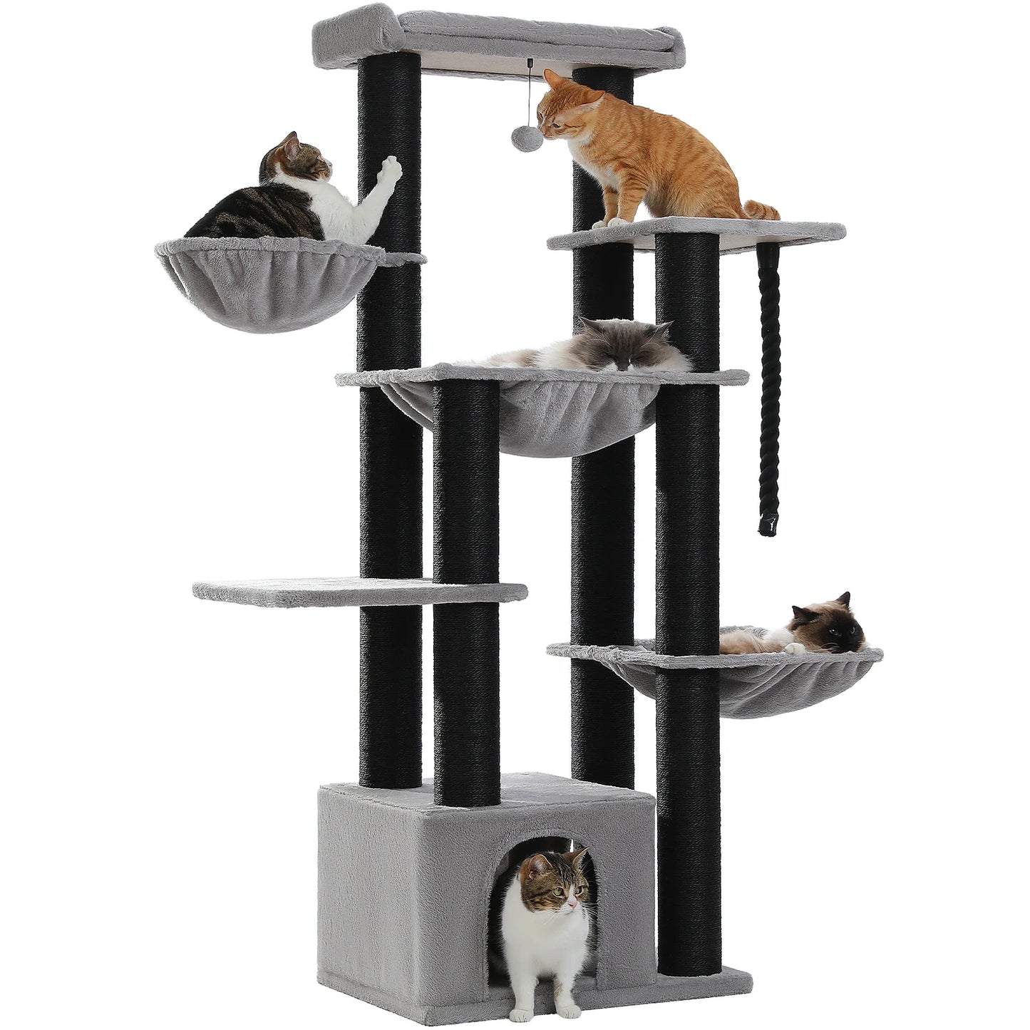 PAWZ Road 5-Tier Cat Tree Tower Hammock And Sisal Posts