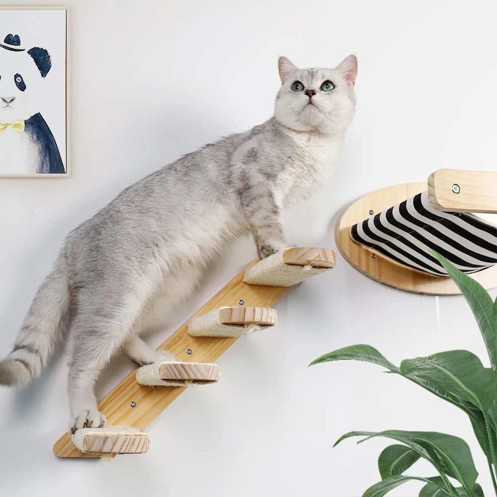 PETRAVELCN Wall Mounted Cat Hammock And Three Tier Scratching Posts
