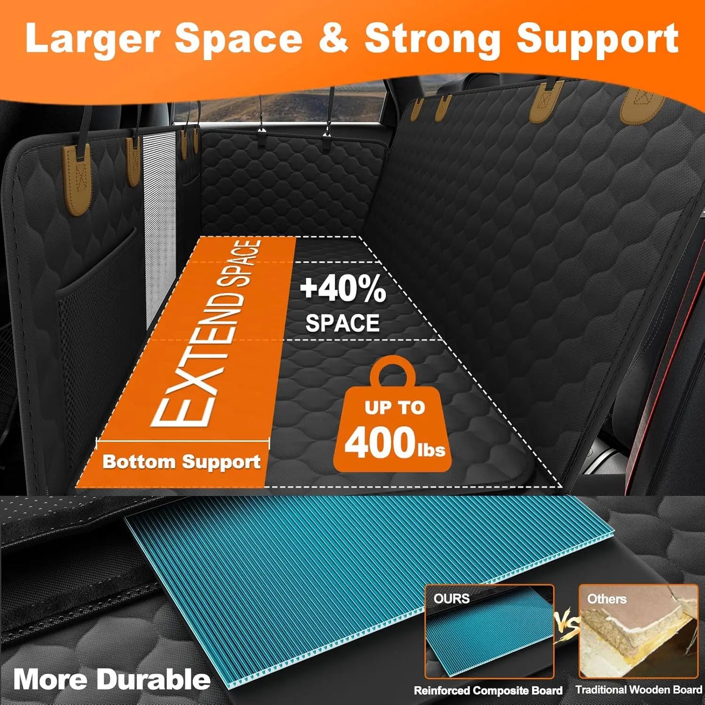 Wedyvko Waterproof Pet Car Seat Cover Hammock Back Seat Protector