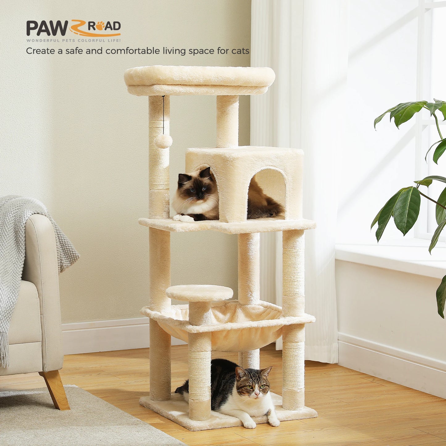 PETEPELACN Cat Tree Indoor 5-Level Tower With Metal Frame