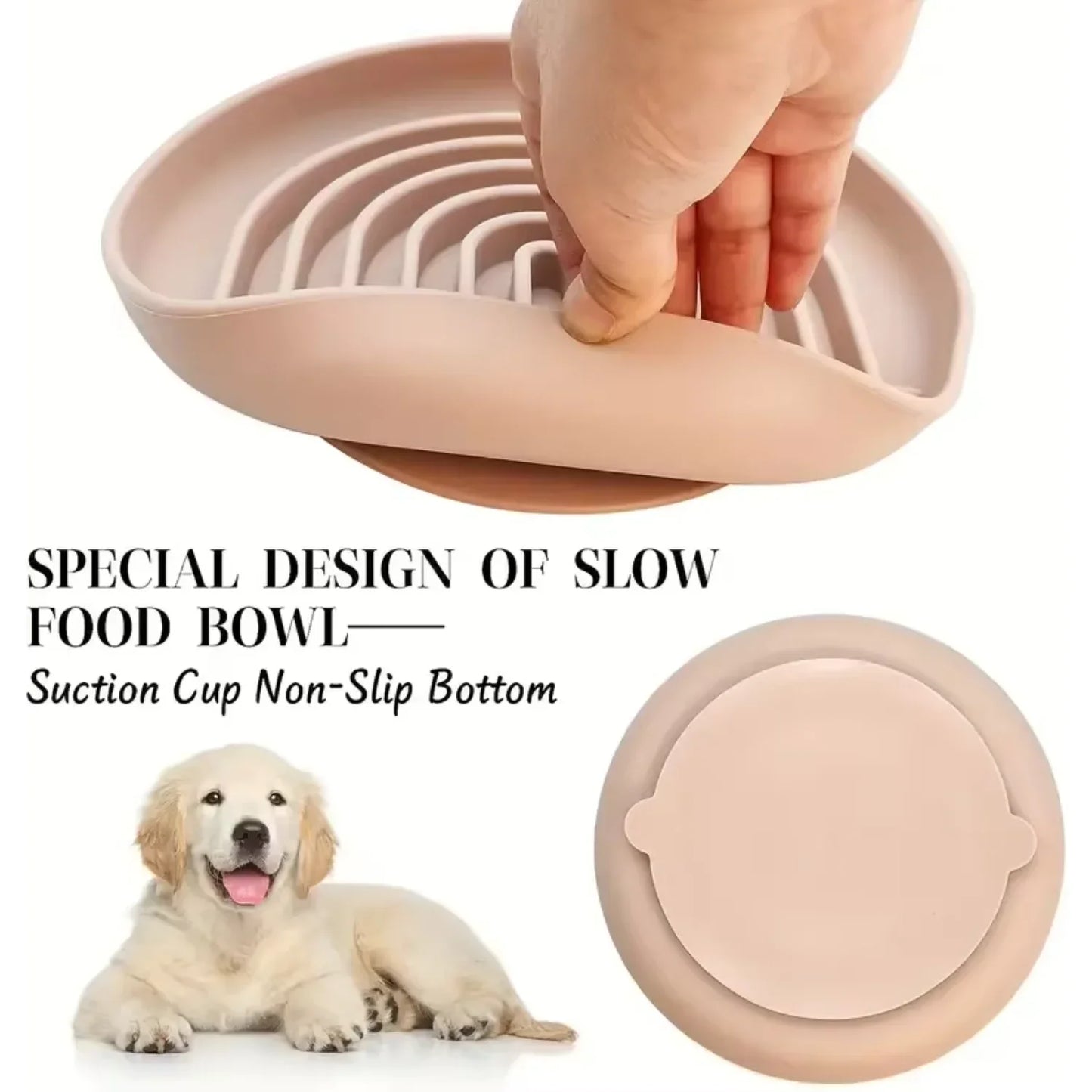 Hign-concerned Slow Feeder Dog Bowl Round Silicone Anti-Choking