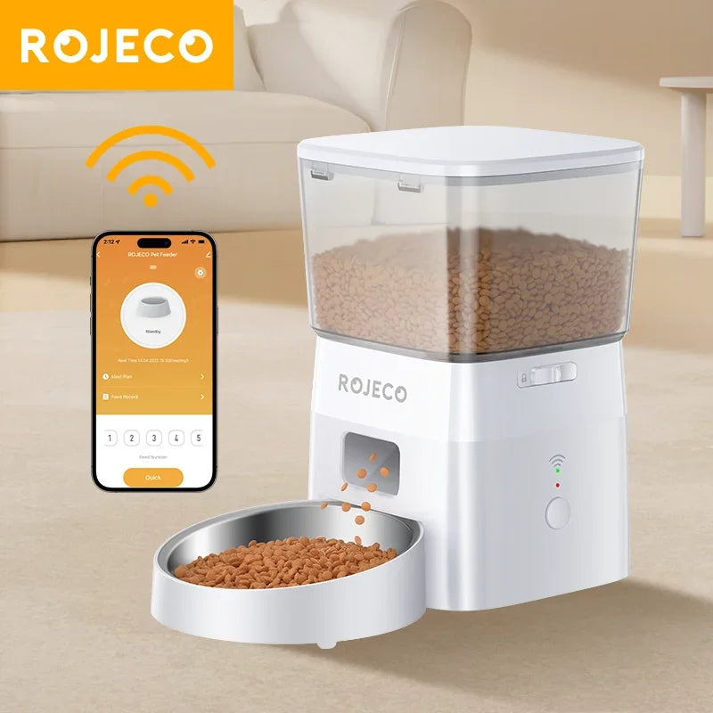 ROJECO Smart Automatic Dog Feeder With WiFi Remote Control