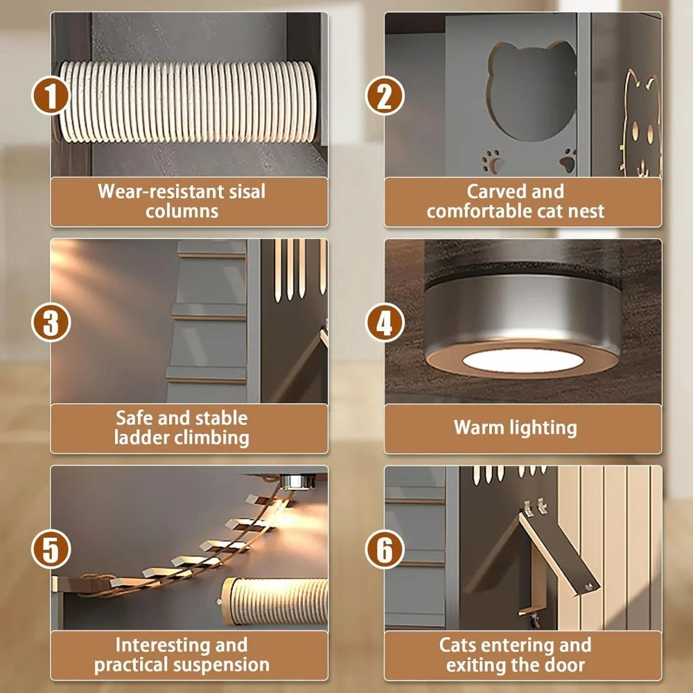 Closure Wooden Large Enclosed Cat Condo With Wheels Indoor Outdoor