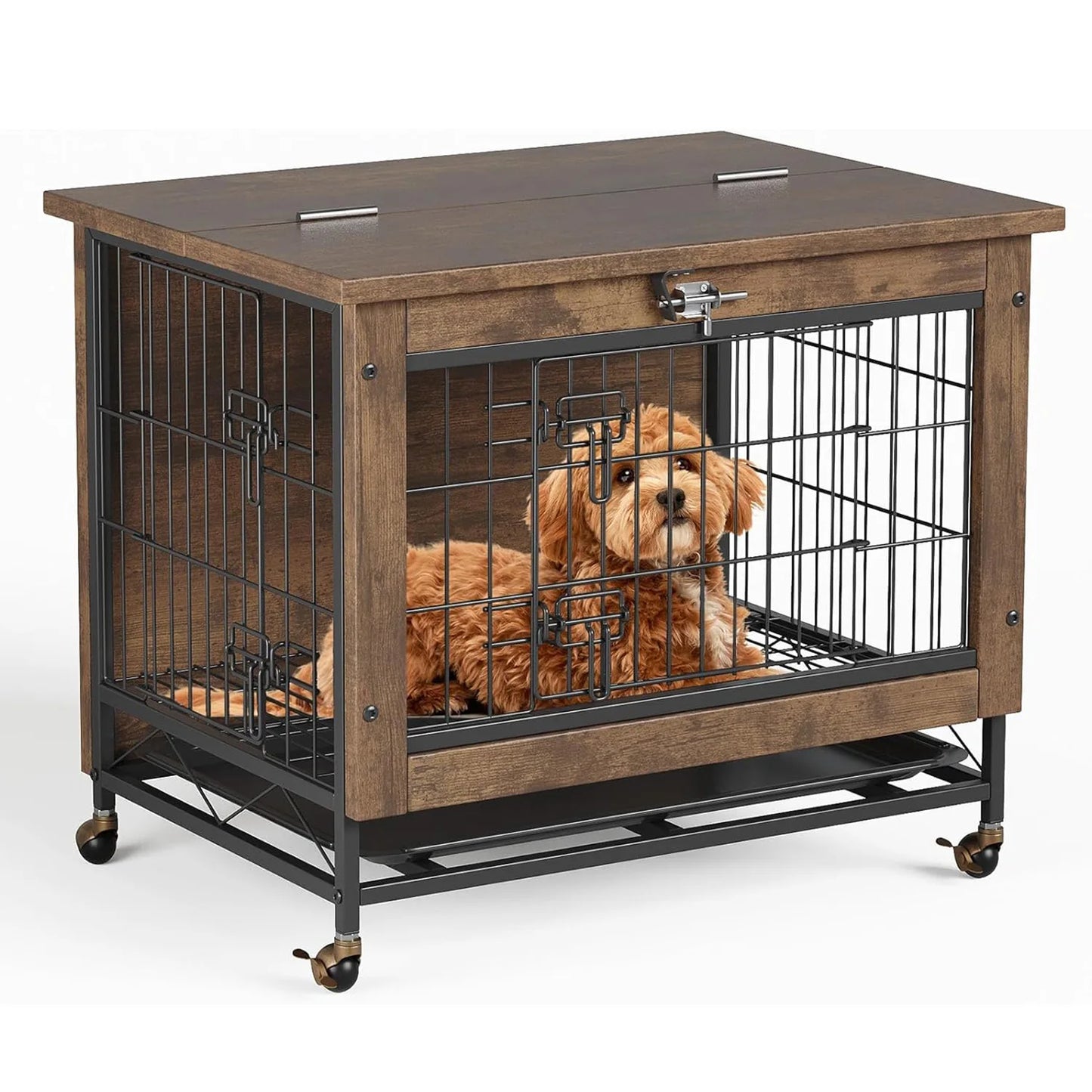 HiMISS Dog Crate Furniture with Wheels Side End Table