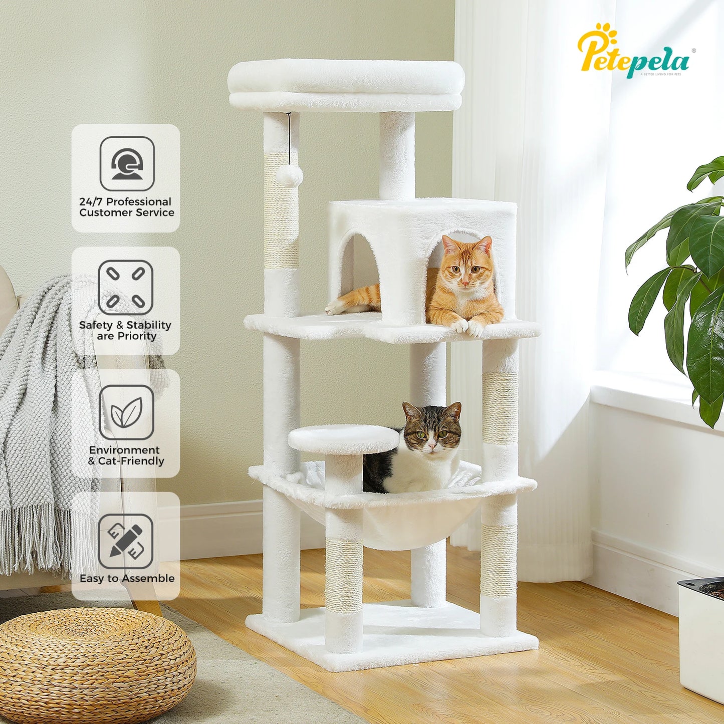 PETEPELACN Cat Tree Indoor 5-Level Tower With Metal Frame