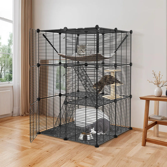 Closure 3-Tier Cat Cage Playpen With Hammock For 1-2 Cats