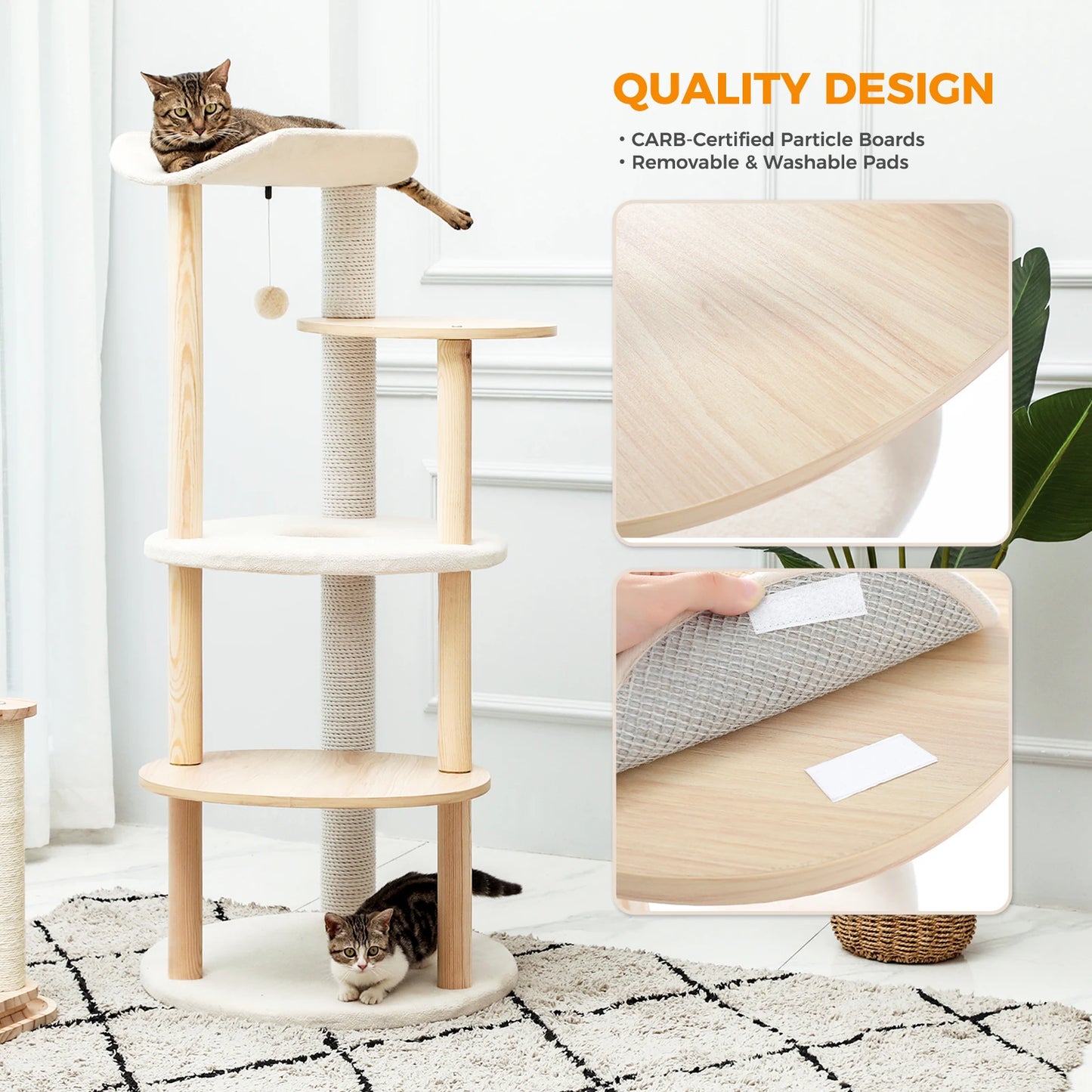 PAWZ Road Modern Cat Tree Tower With Scratching Post Condo