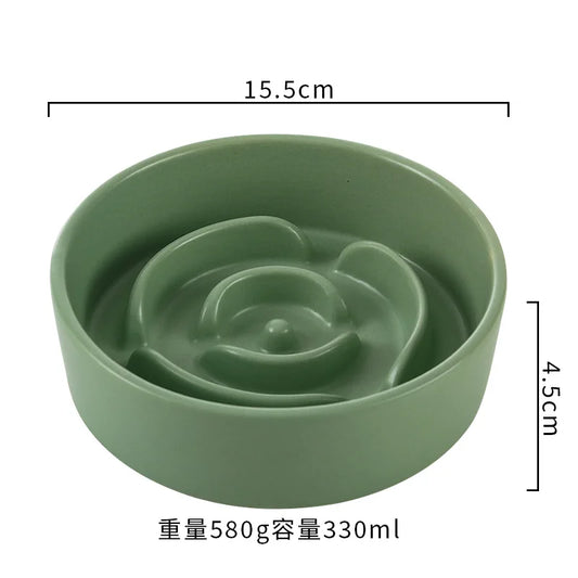 Ceramic Slow Feeder Bowl for Cats and Dogs Anti Choke