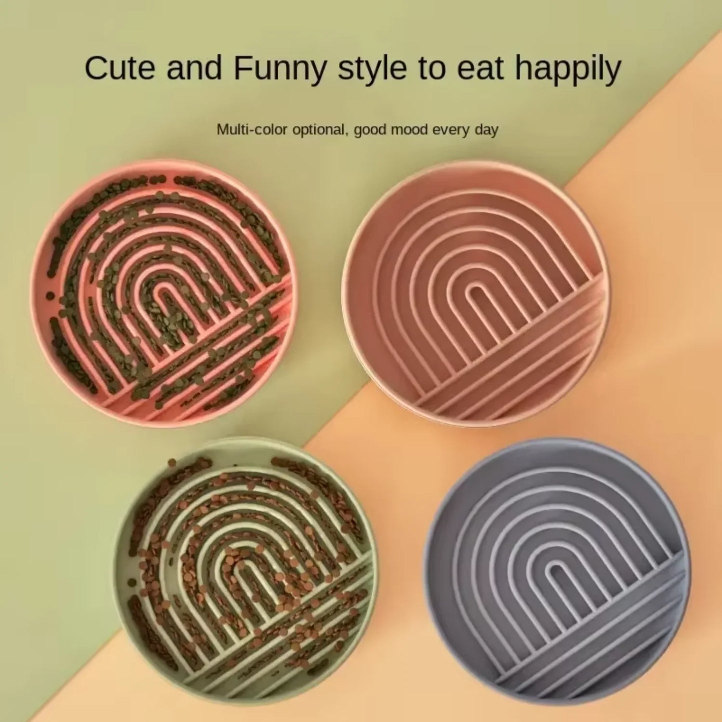 Hign-concerned Slow Feeder Dog Bowl Round Silicone Anti-Choking