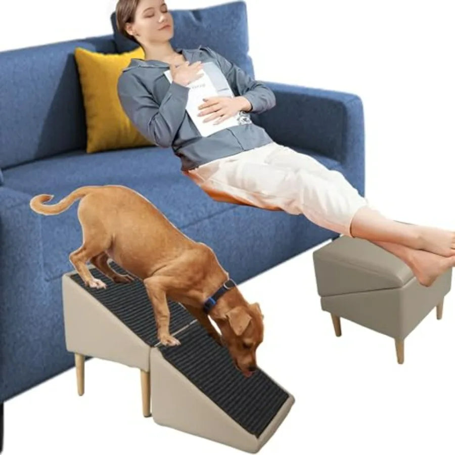 Dog Door Adjustable Foldable Ramp for Sofa and Bed Steps