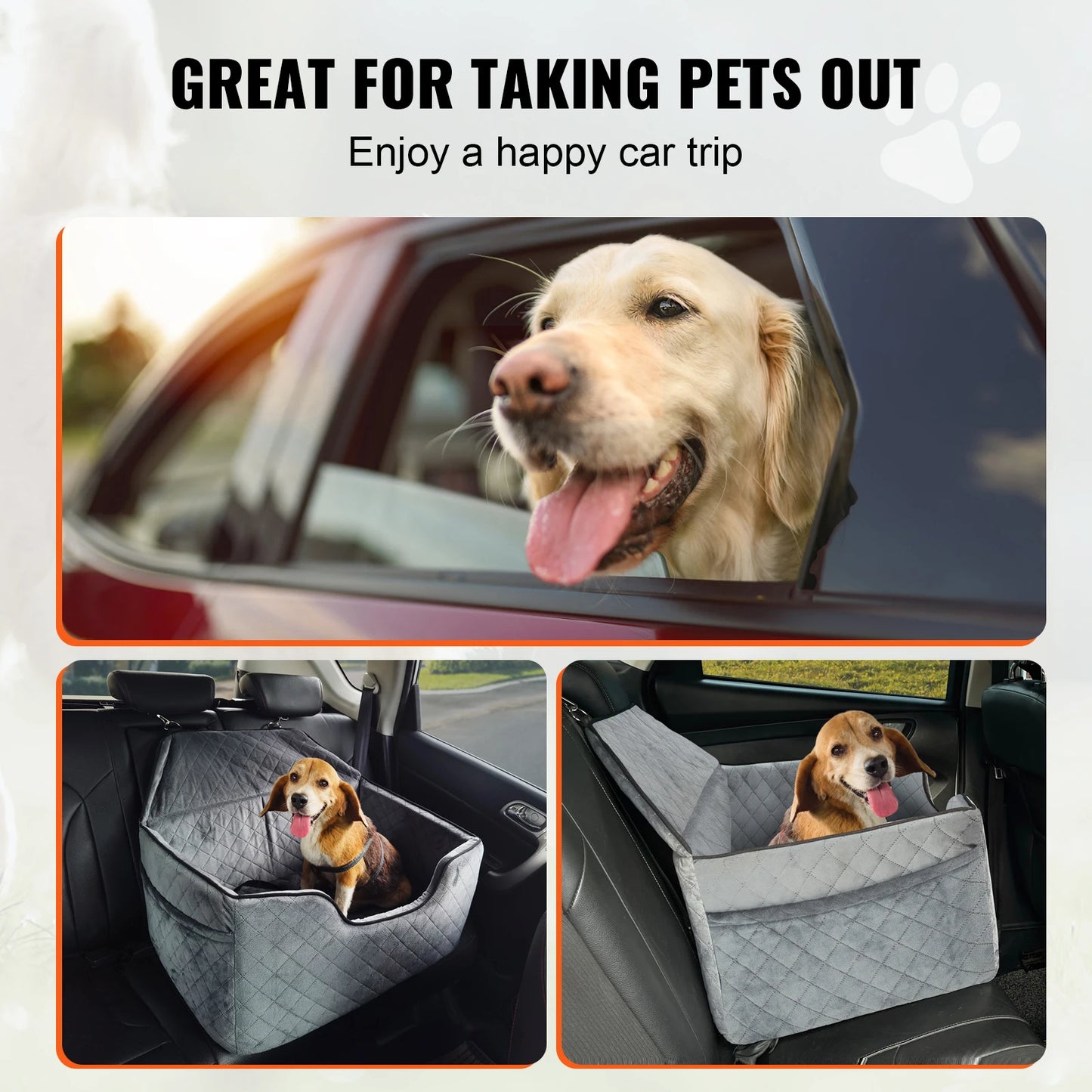 SucceBuy Dog Car Seat Booster With Storage Pocket For Dogs
