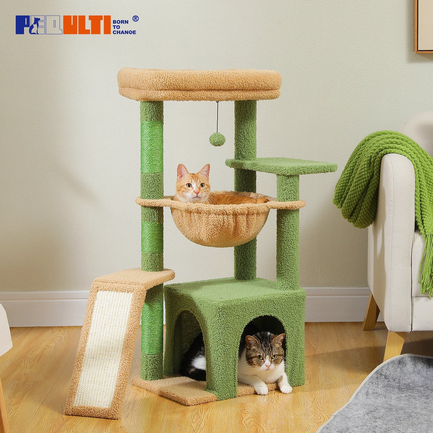 PEQULTICN Cat Tree Tower With Natural Sisal Scratching Post