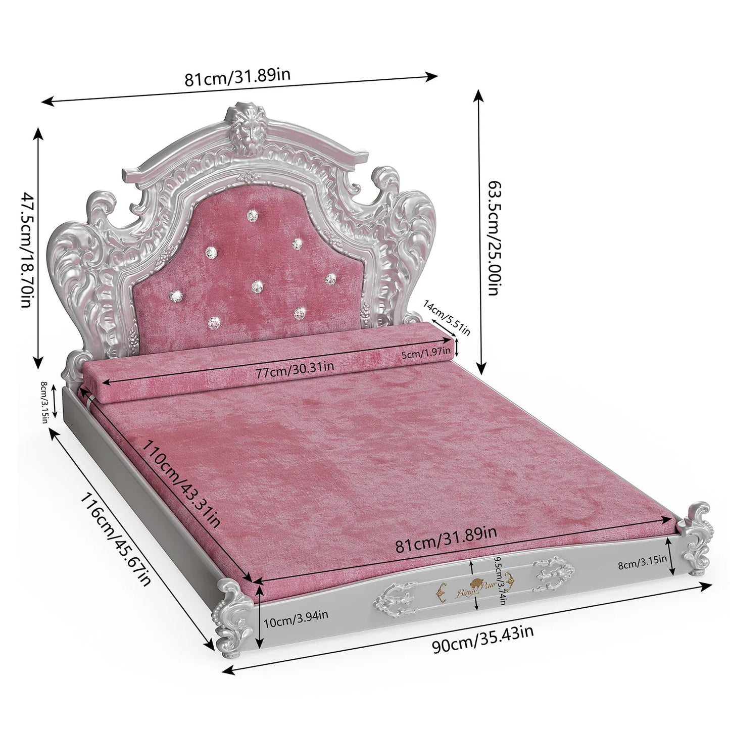 BINGOPAW Luxury Dog Cat Bed With Headboard European Style