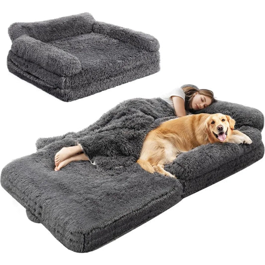 DAFIFY Foldable Dog Bed Memory Foam Faux Fur Water Repellent