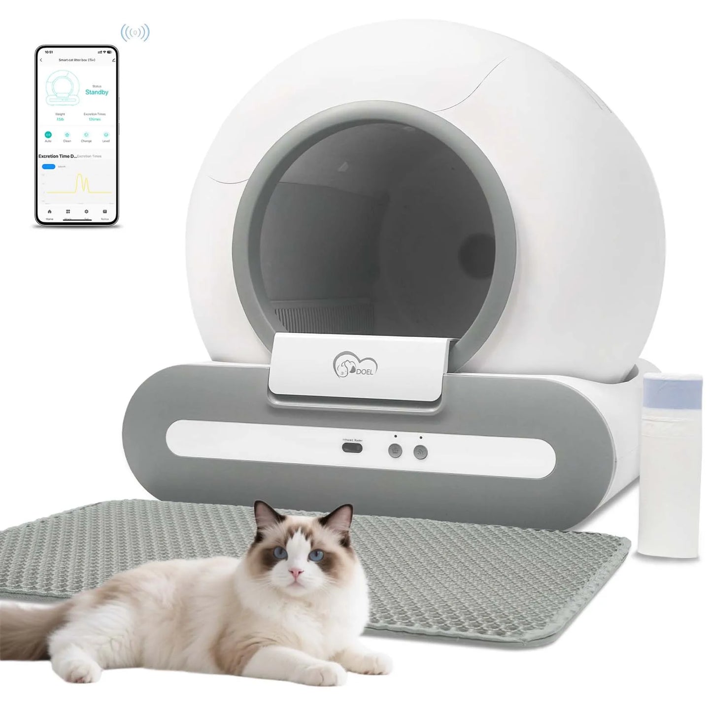 DOEL Self-Cleaning Cat Litter Box With App Control
