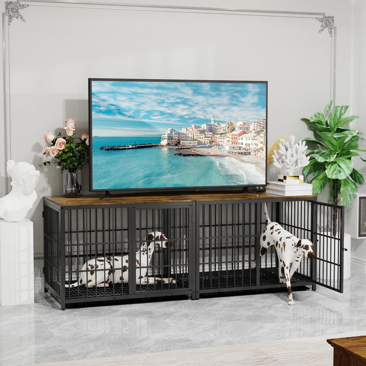 BINGOPAW Dog Crate End Table Kennel With Locks And Removable Tray