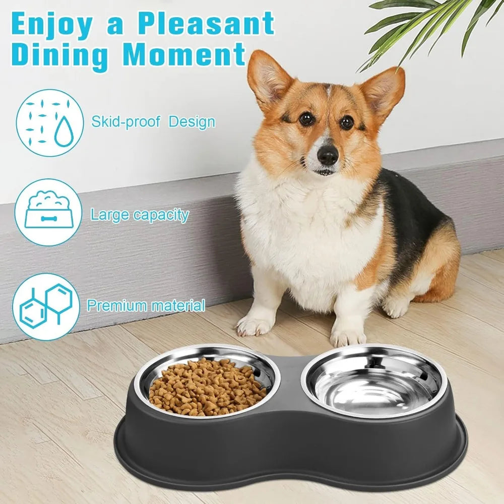 Hign-concerned Double Dog Food and Water Stainless Steel Bowls