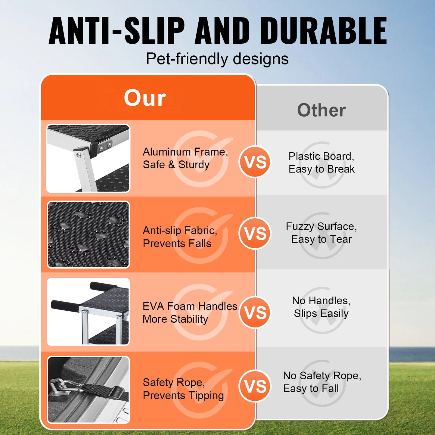 SucceBuy Folding Dog Car Stair Steps Portable Aluminum Pet Steps