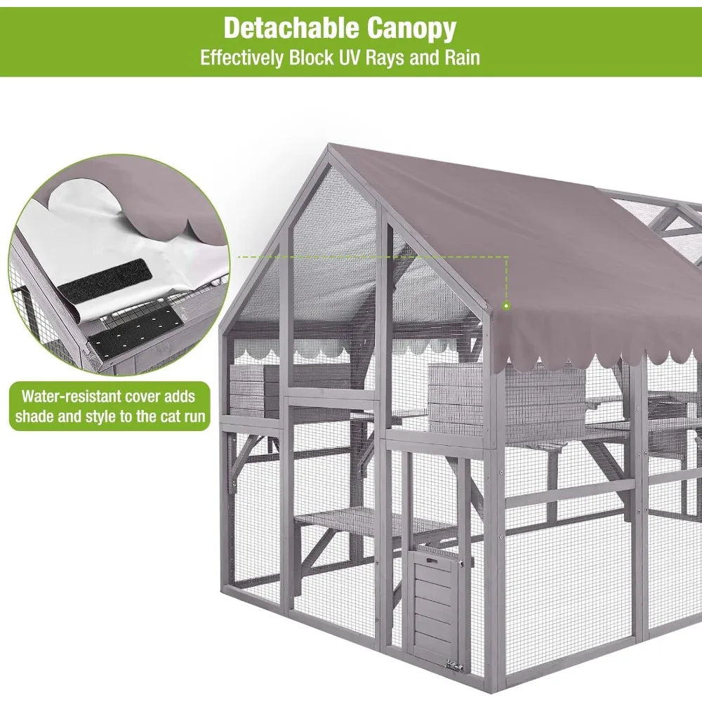 Closure Wooden Outdoor Cat Run Catio Enclosure For Pets Weatherproof