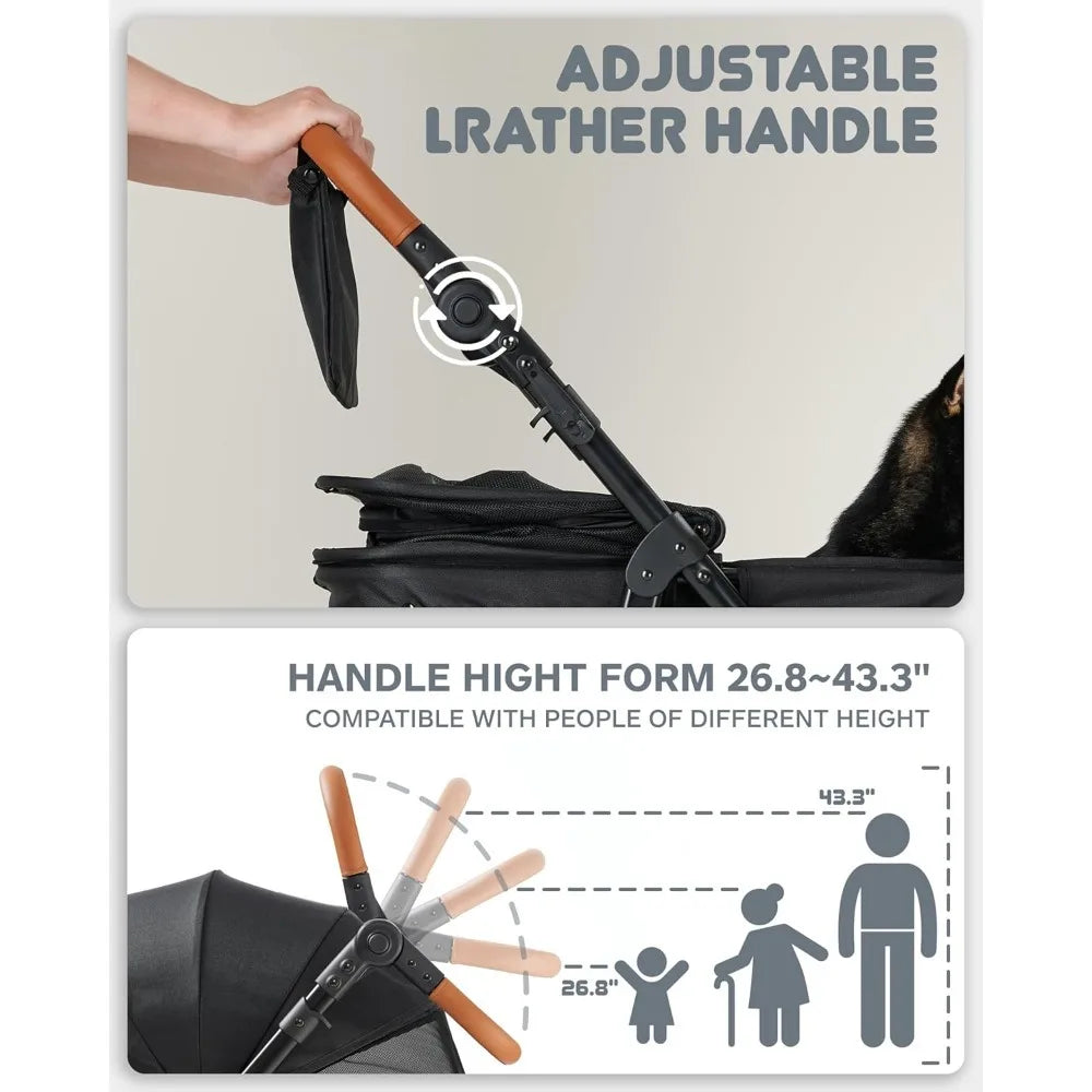 DAFIFY All Terrain Dog Stroller With Adjustable Handle And Canopy