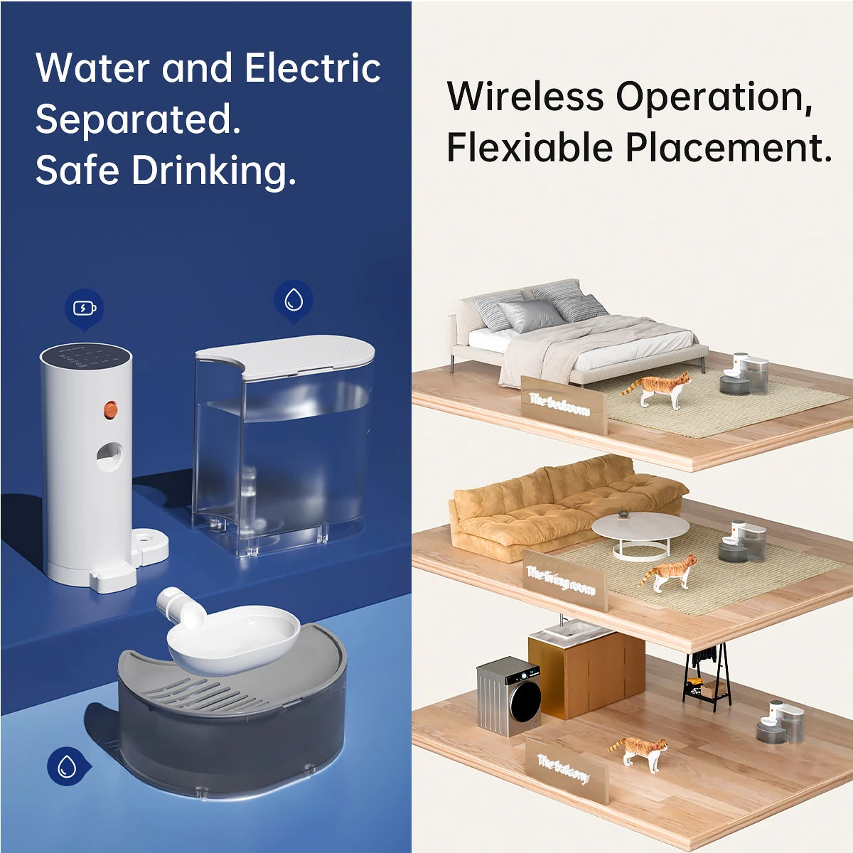 Hign-concerned Smart Pet Water Dispenser Wireless Auto Rechargeable Fountain