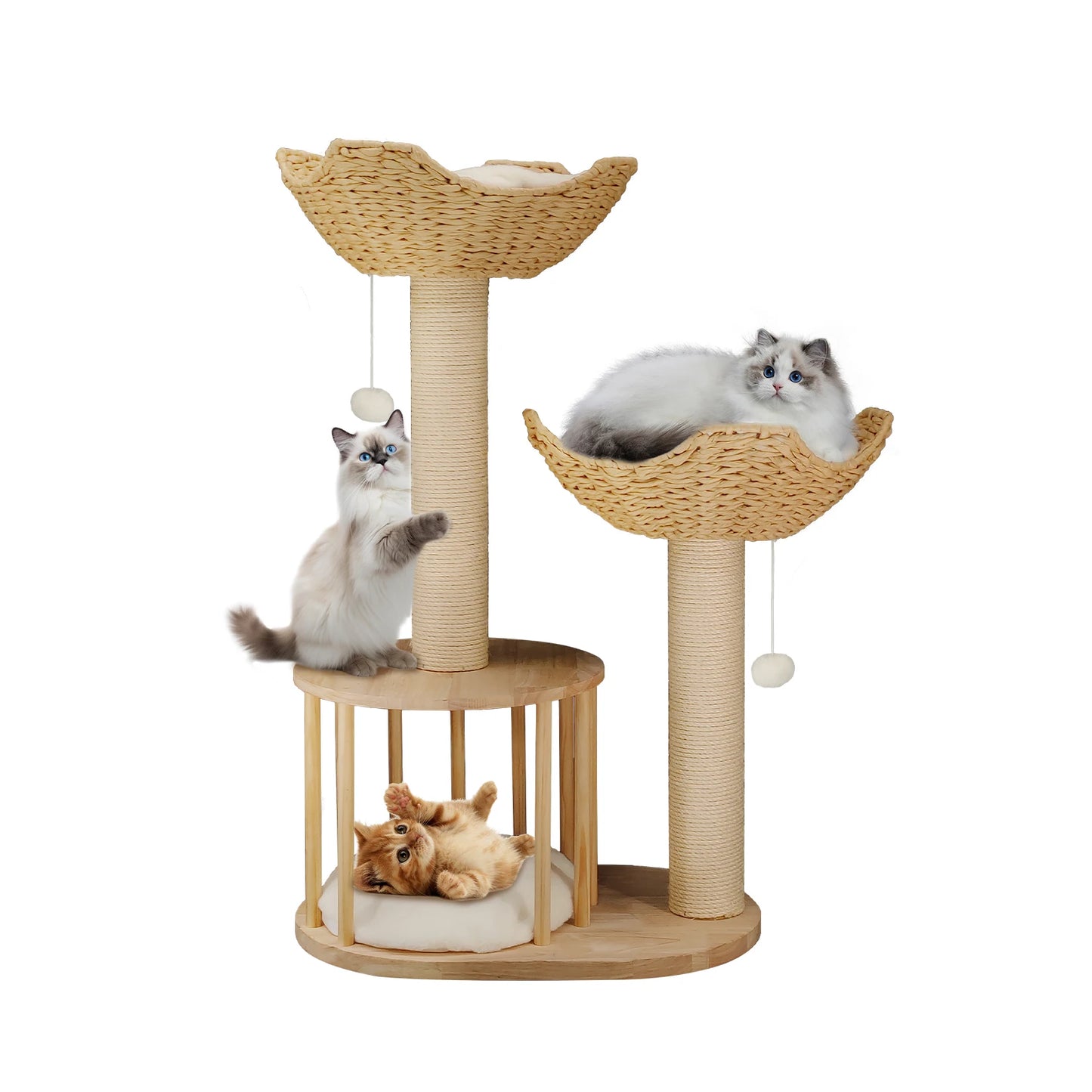 BORWARTCN Cat Tree Tower Multi Level Plush Condo Scratching Posts
