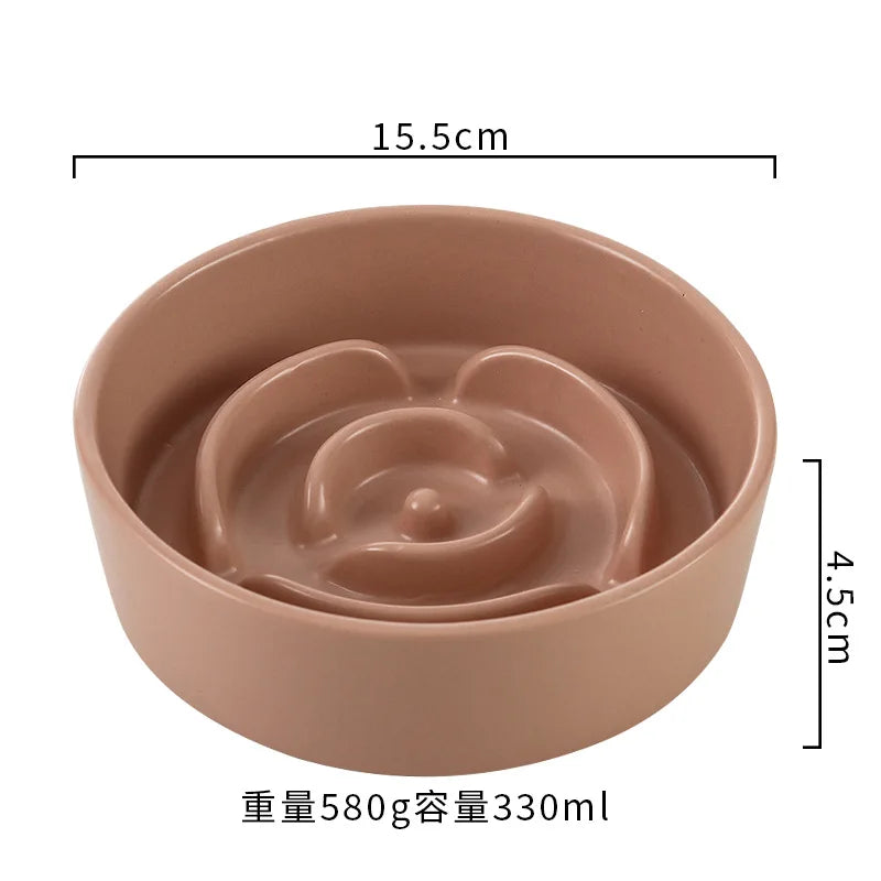 Ceramic Slow Feeder Bowl for Cats and Dogs Anti Choke