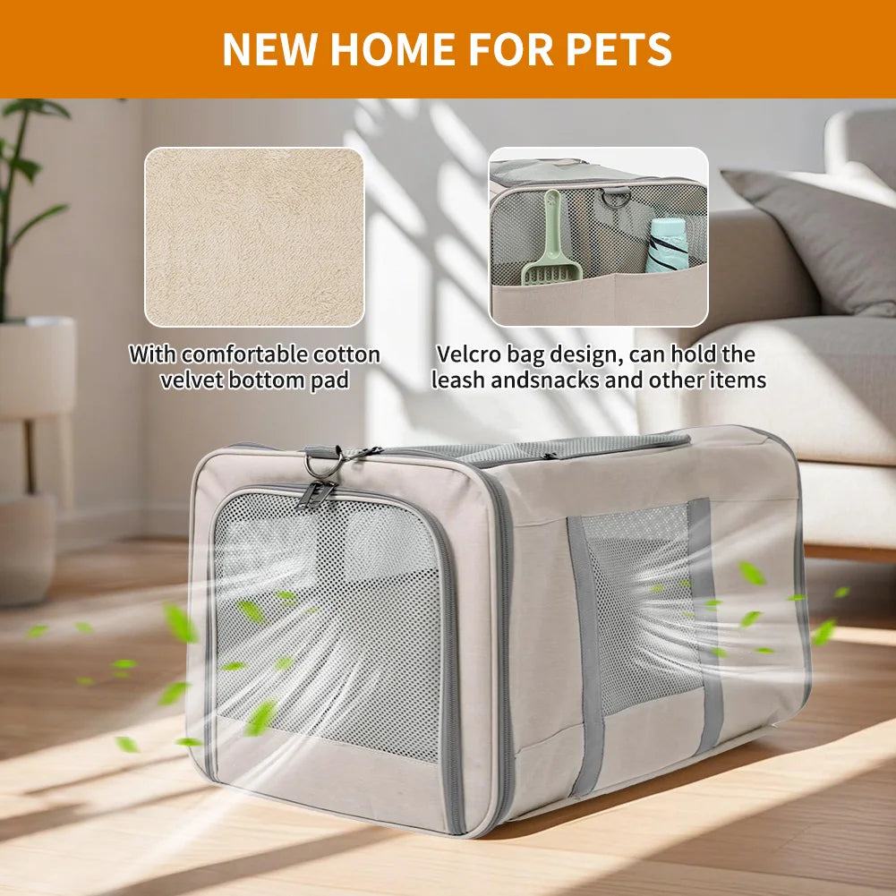 Cat Trolley Carrier With Wheels And Safety Belts For Travel