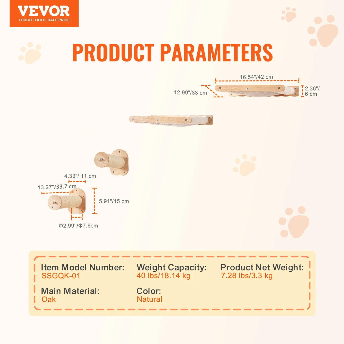 SucceBuy Wall Mounted Cat Shelves Perches Jumping Boards Cat Tree