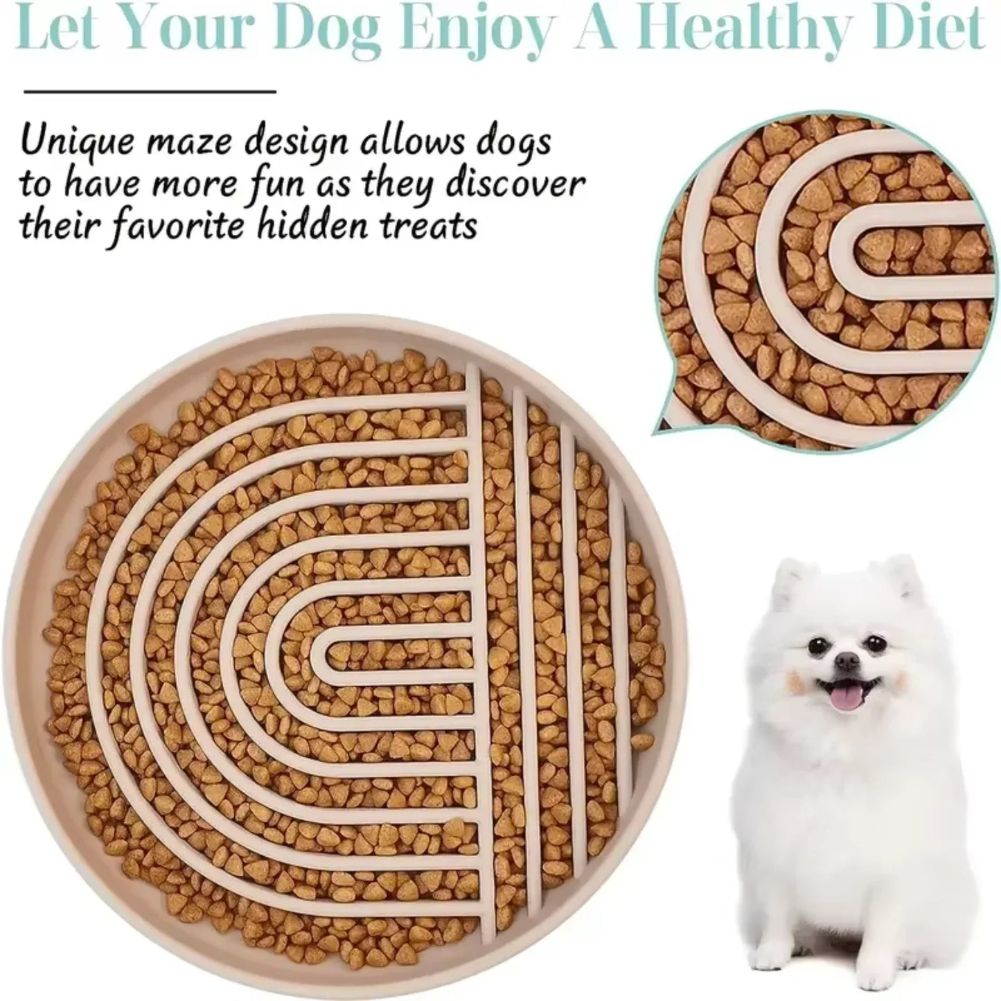 Hign-concerned Slow Feeder Dog Bowl Round Silicone Anti-Choking